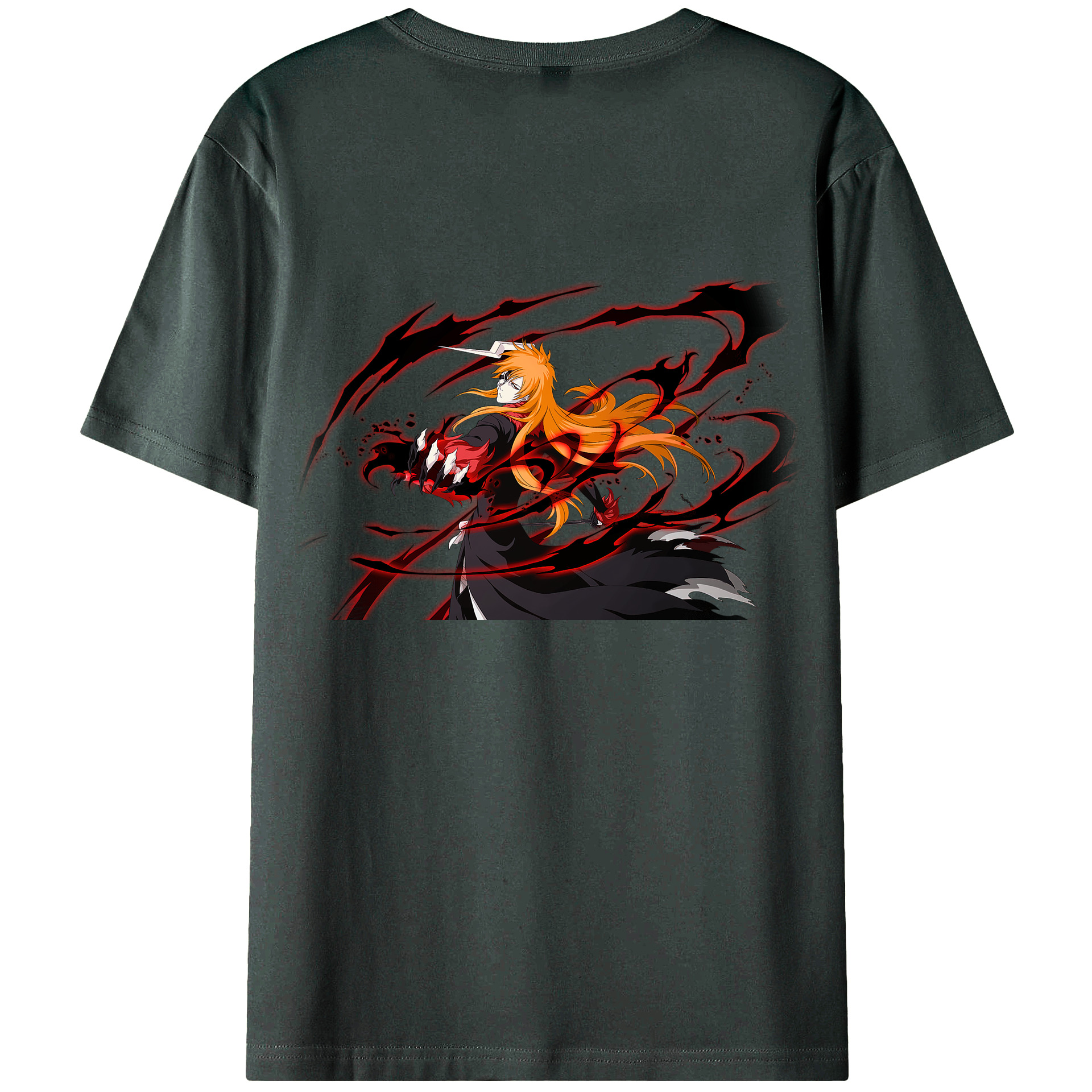 （画像用） ブリーチ 黒崎一護（くろさき いちご）BLEACH Kurosaki Ichigo 綿100％ メンズ半袖Tシャツ（バックプリント） 通気性